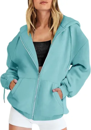 LCMTWX Womens Winter Fuzzy Fleece Jacket Sweatshirt Casual Drawstring Clothing Zipper Track Jacket Solid Color Hooded