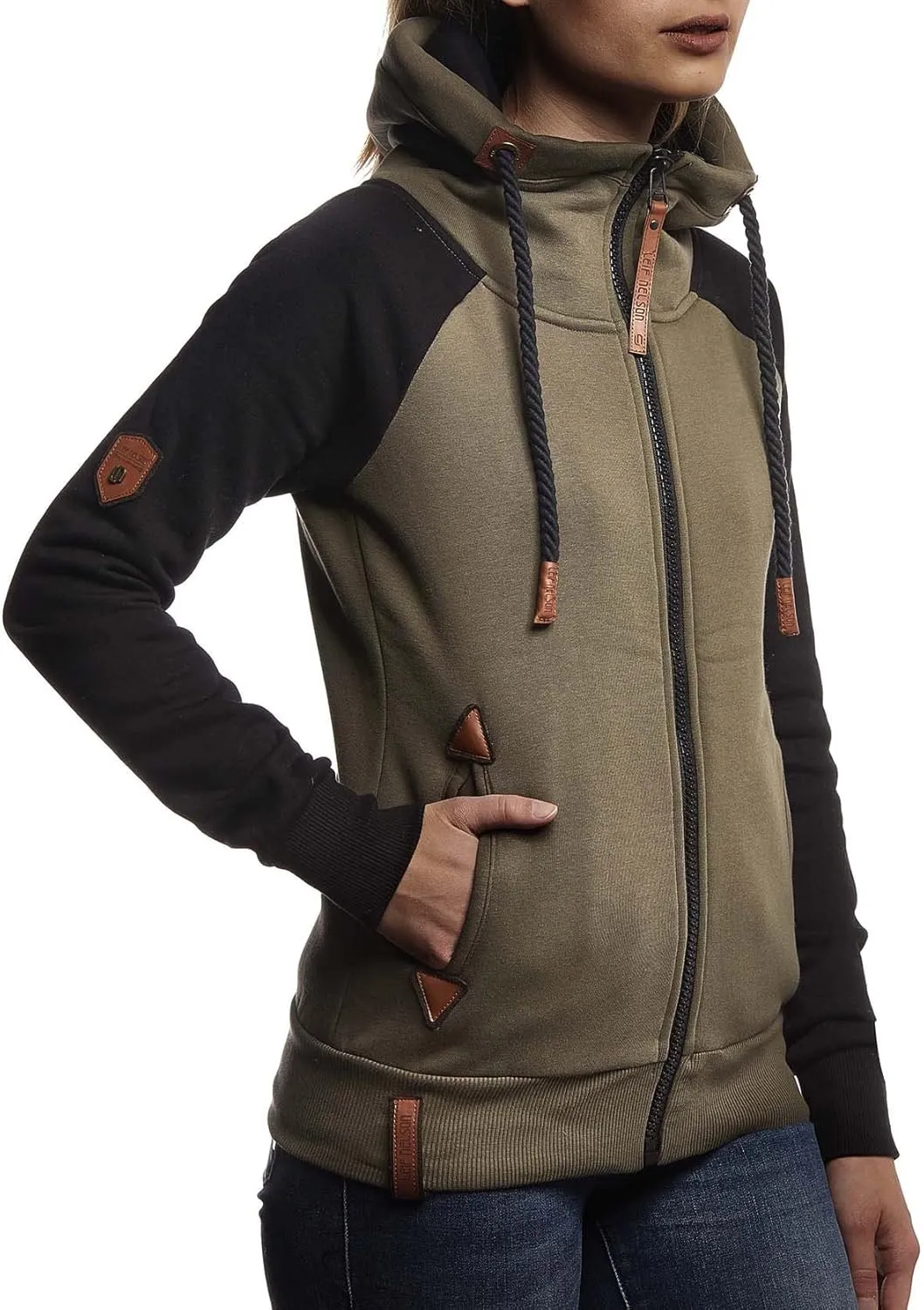Leif Nelson women's Jacket Hooded Hoodie oversize Full-Zip Sweatshirt Sweater Pullover Longsleeve Long Sleeve Casual LN10255