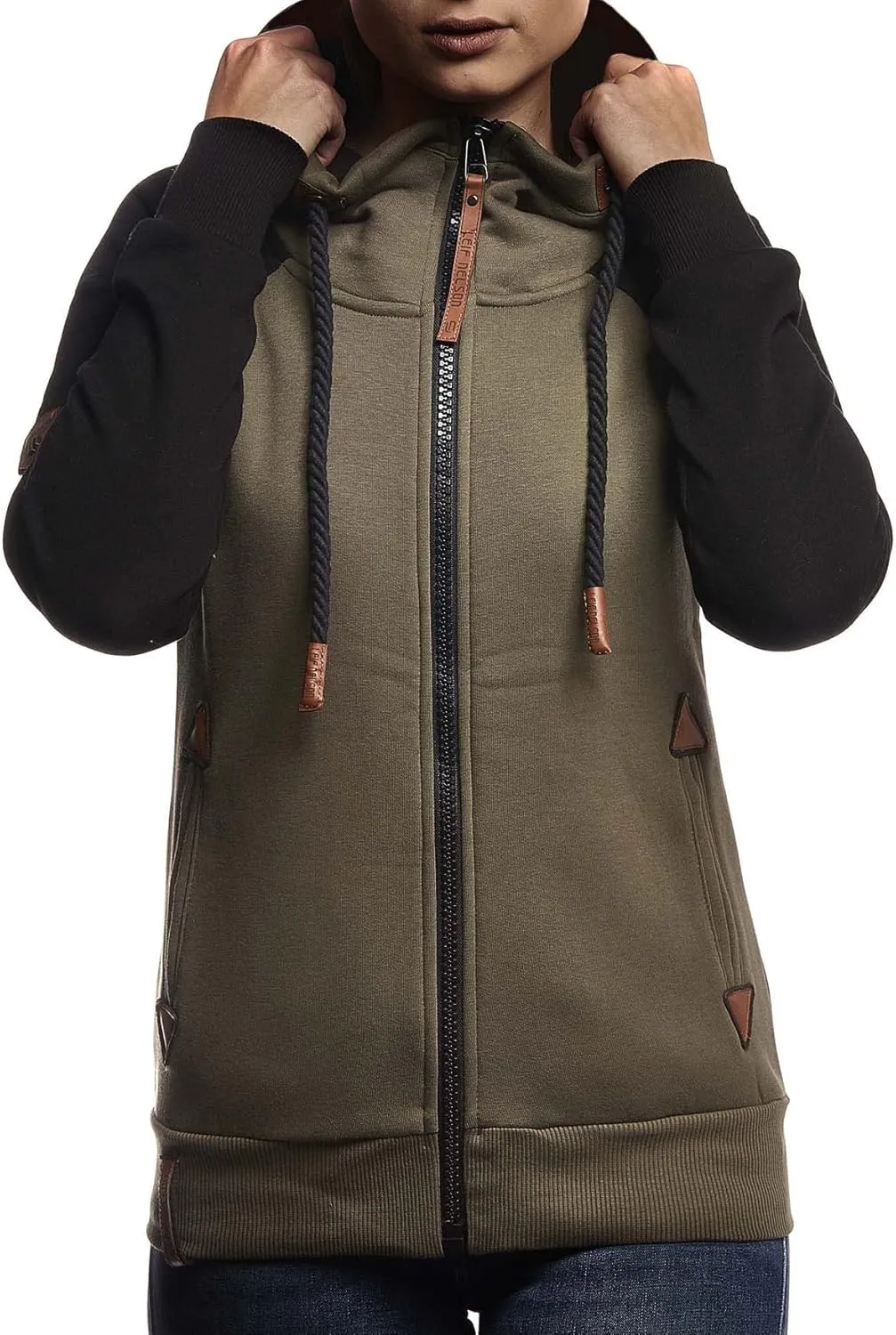 Leif Nelson women's Jacket Hooded Hoodie oversize Full-Zip Sweatshirt Sweater Pullover Longsleeve Long Sleeve Casual LN10255
