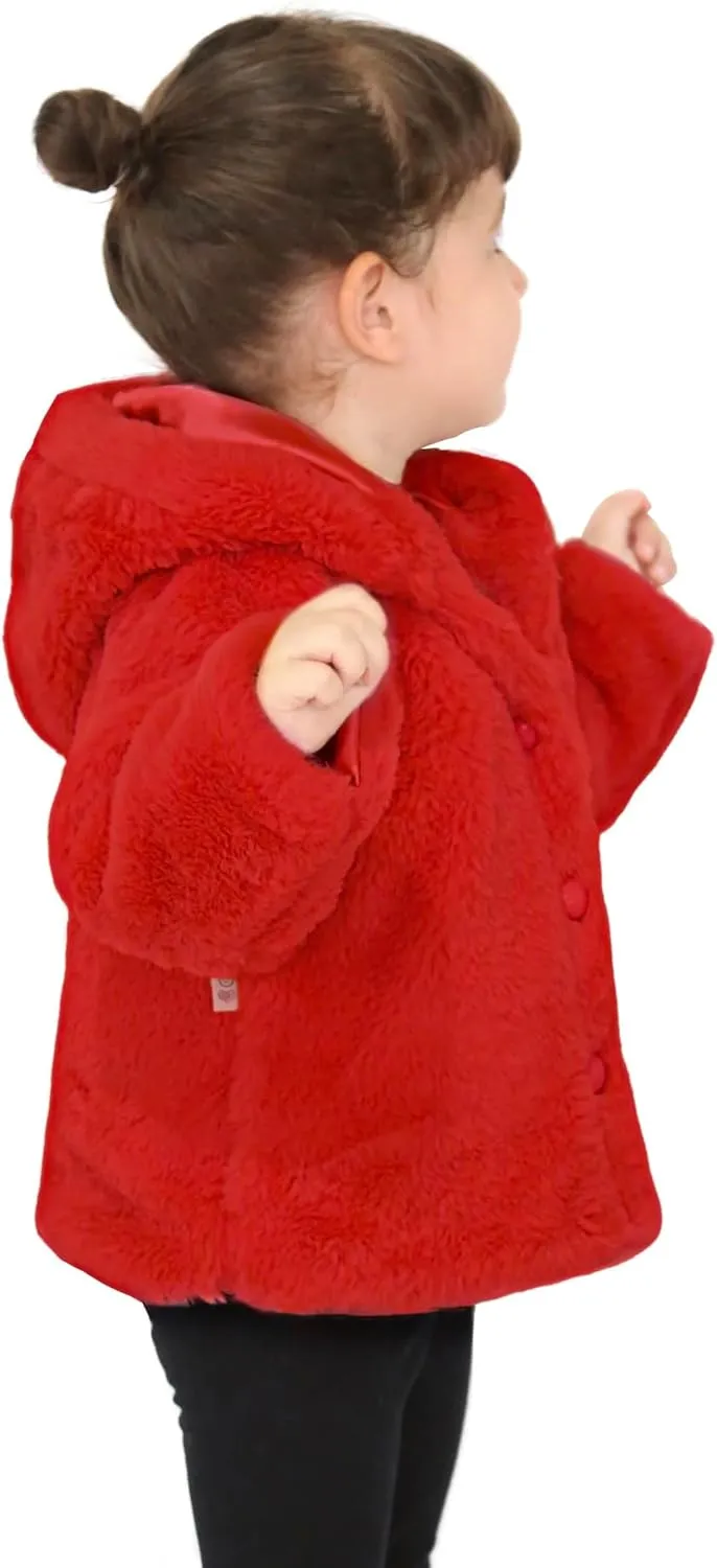 Lilax Girls Cozy Hooded Winter Faux Fur Jacket Coat