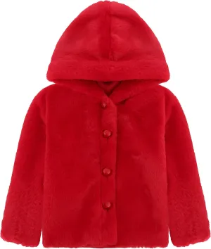 Lilax Girls Cozy Hooded Winter Faux Fur Jacket Coat