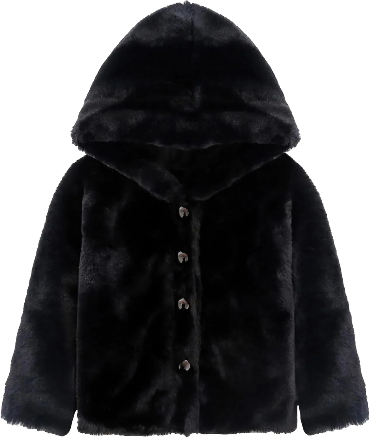 Lilax Girls Cozy Hooded Winter Faux Fur Jacket Coat