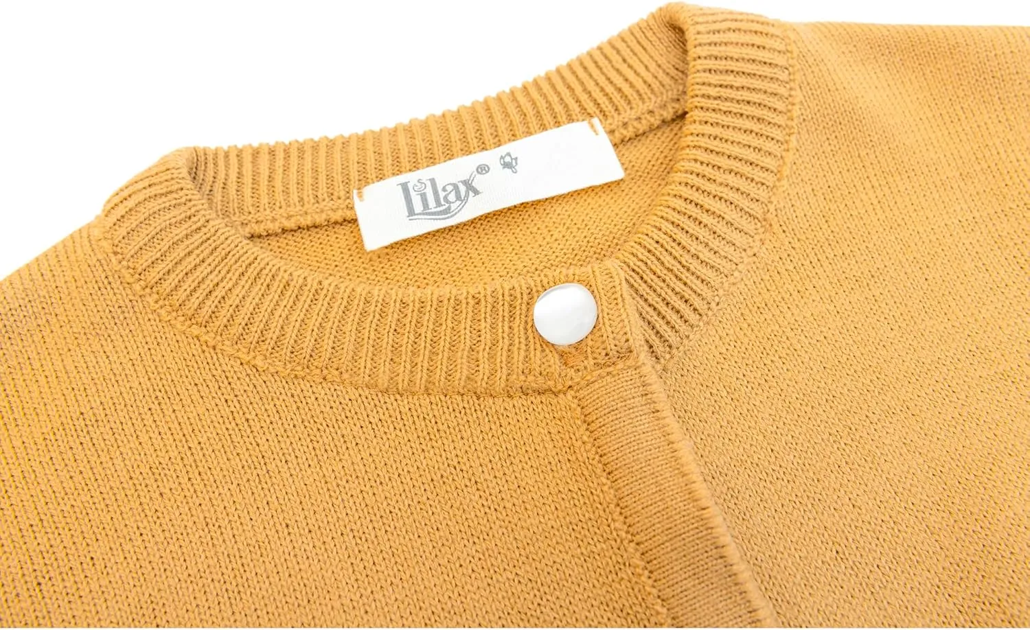 Lilax Little Girls' Knit Basic Cardigan, Long Sleeve Button Up Sweater
