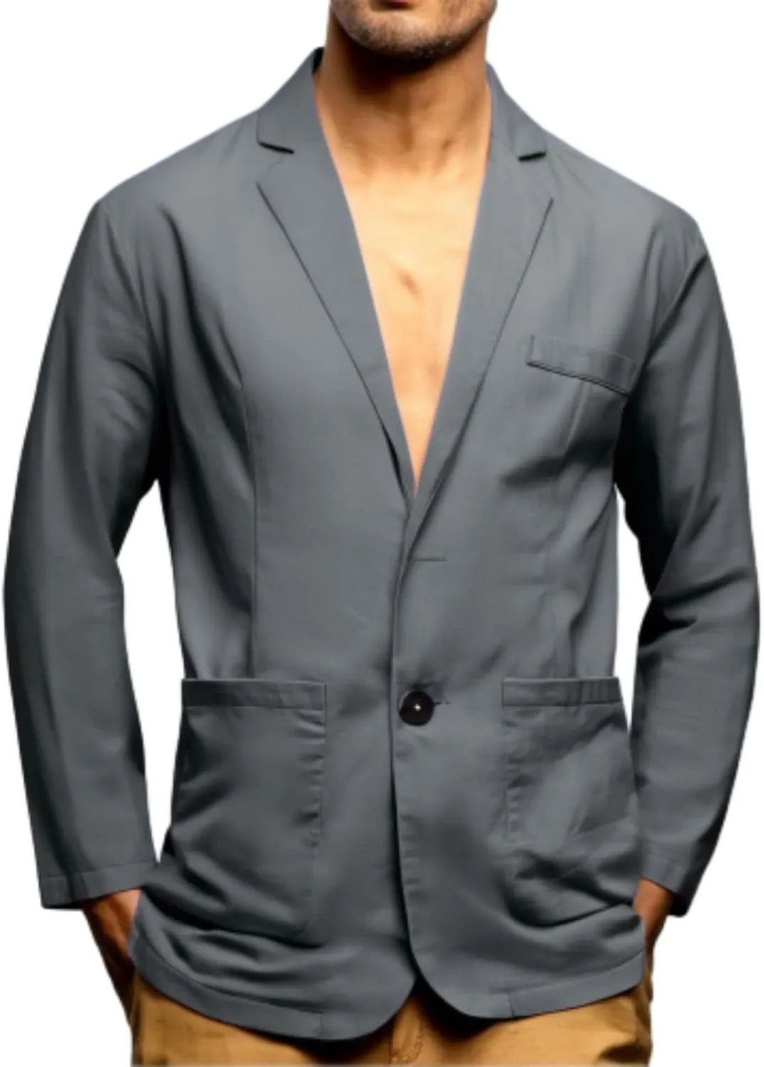 Linen Blazer Men Summer Casual Business Suit Jackets Lightweight Sports Linen Suit Jacket for Men