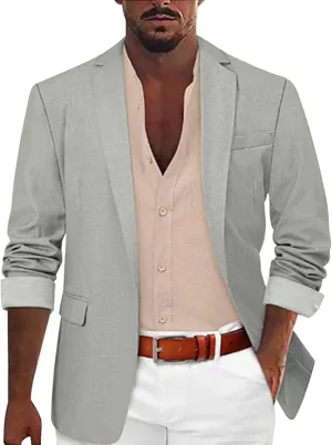 Linen Blazer Men Summer Casual Business Suit Jackets Lightweight Sports Linen Suit Jacket for Men