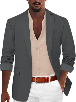Linen Blazer Men Summer Casual Business Suit Jackets Lightweight Sports Linen Suit Jacket for Men
