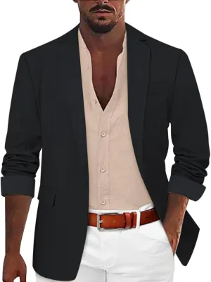 Linen Blazer Men Summer Casual Business Suit Jackets Lightweight Sports Linen Suit Jacket for Men