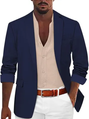 Linen Blazer Men Summer Casual Business Suit Jackets Lightweight Sports Linen Suit Jacket for Men