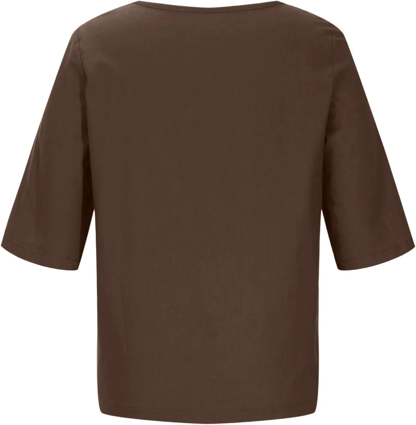 Linen Blouses for Women Casual Cropped Linen Shirt Women Women's Tops 3/4 Sleeve