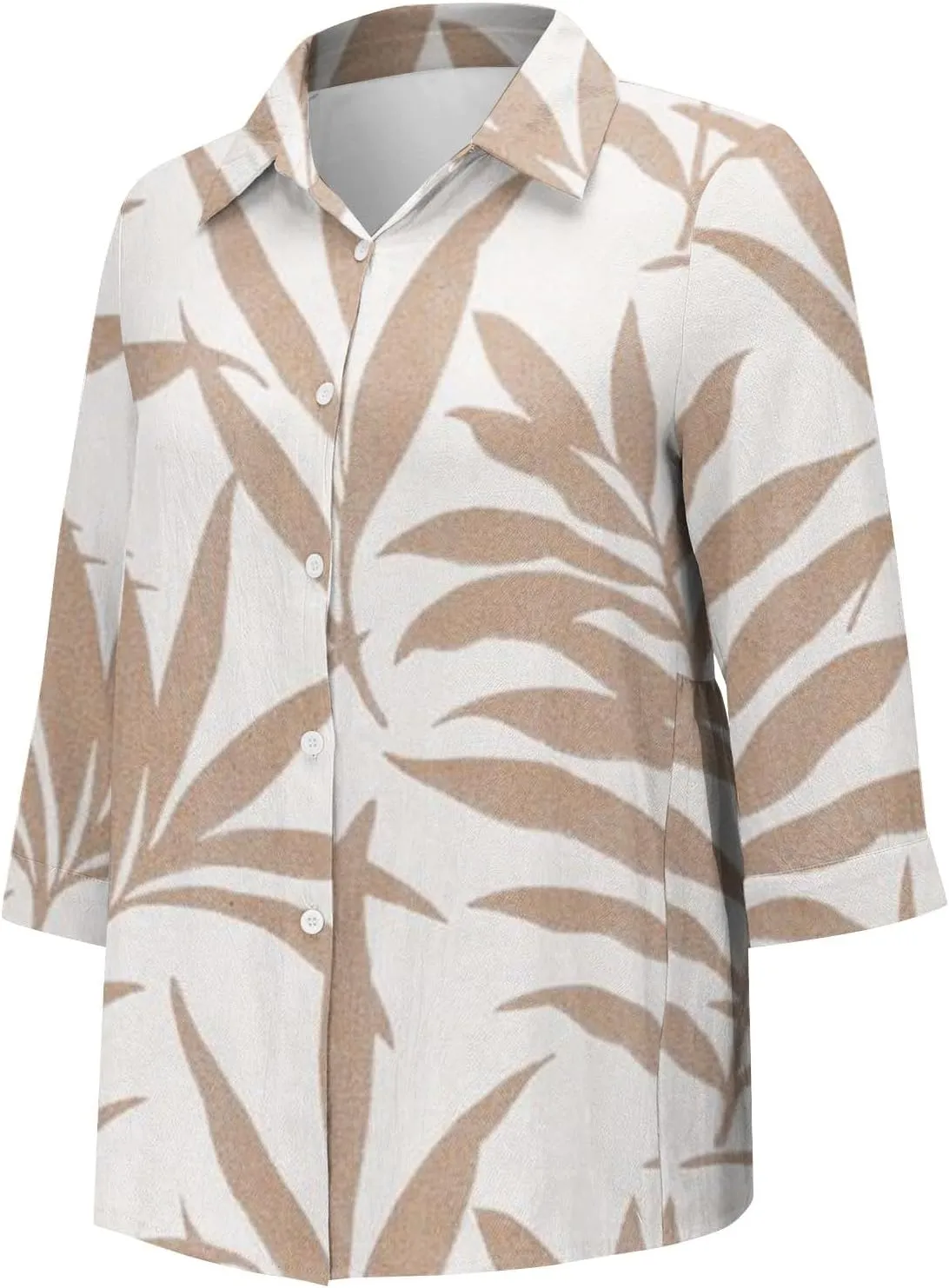 Linen Blouses for Women Casual Cropped Linen Shirt Women Women's Tops 3/4 Sleeve