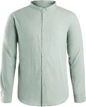 Linen Clothes,Long Sleeve Casual 2024 Plus Size Shirt Standing Collar Button Summer Trendy Blouse Top Tees