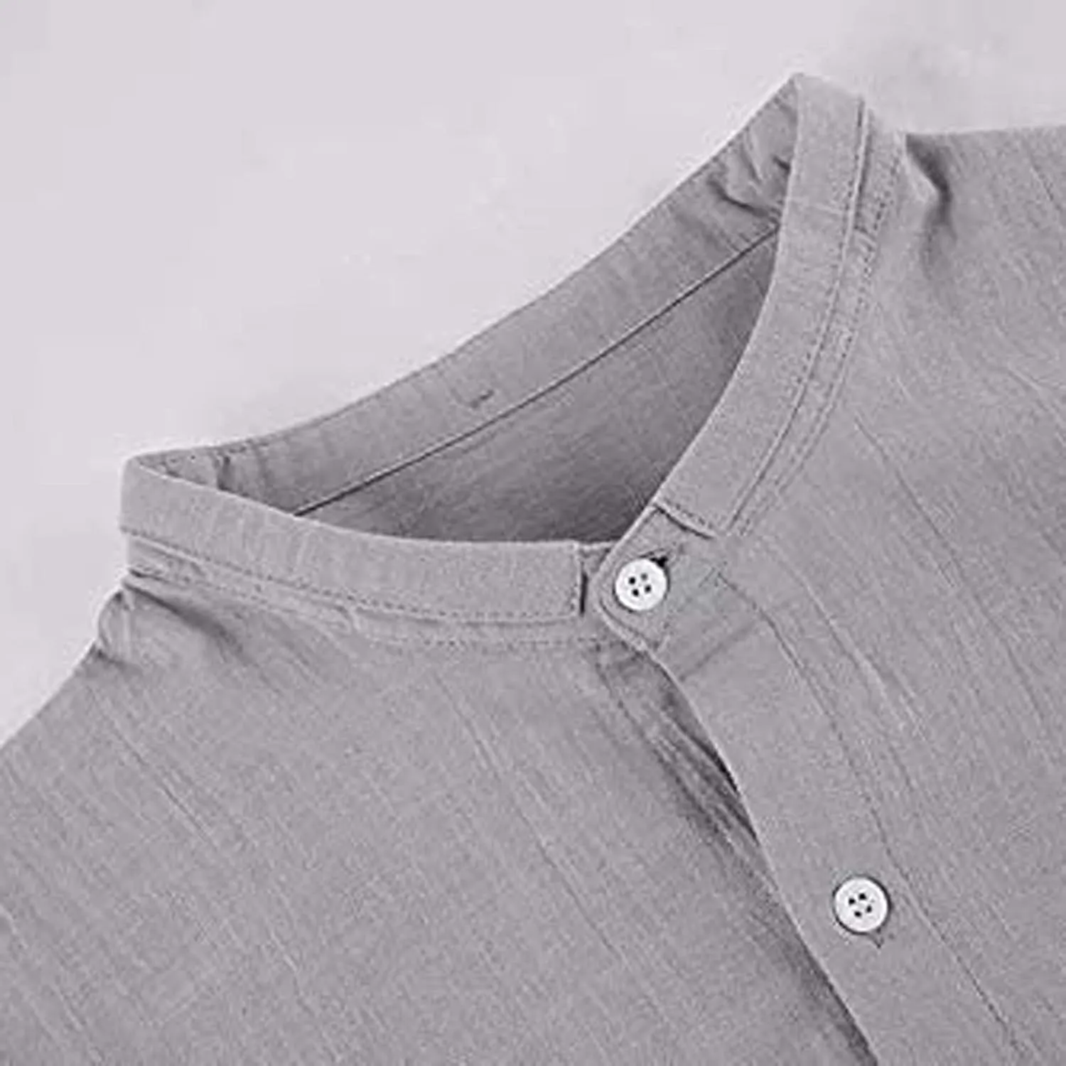 Linen Clothes,Long Sleeve Casual 2024 Plus Size Shirt Standing Collar Button Summer Trendy Blouse Top Tees