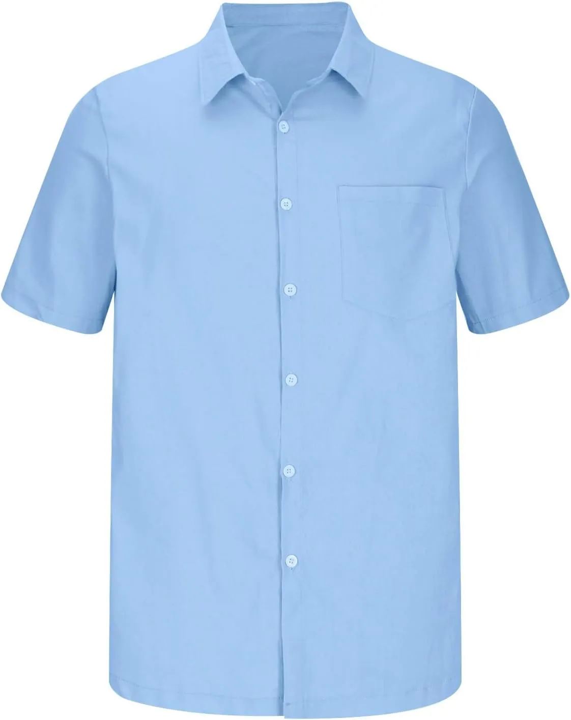 Linen Shirt for Men Short Sleeve Button Down Solid Color Casual Blouses Fashion Summer Hawaiian Comfy Shirts Tops