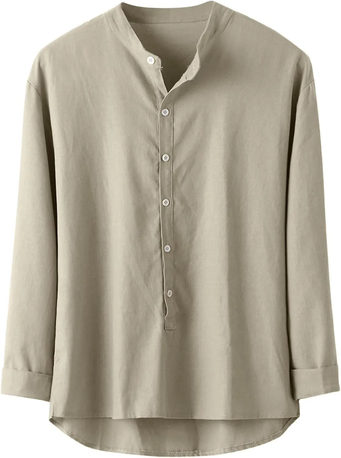 Linen Shirt Men Button Down Long Sleeves Cotton Solid Color Summer Beach Dress Shirt Casual Trendy Summer Clothing