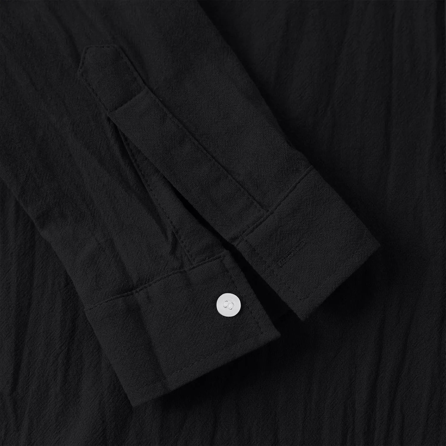 Linen Shirts for Men Long Sleeve Lapel Solid Casual Dress Shirt Cotton Linen Fashion Sports Cardigan with Pockets