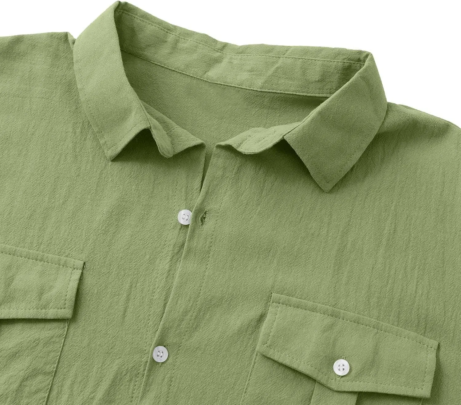 Linen Shirts for Men Long Sleeve Lapel Solid Casual Dress Shirt Cotton Linen Fashion Sports Cardigan with Pockets