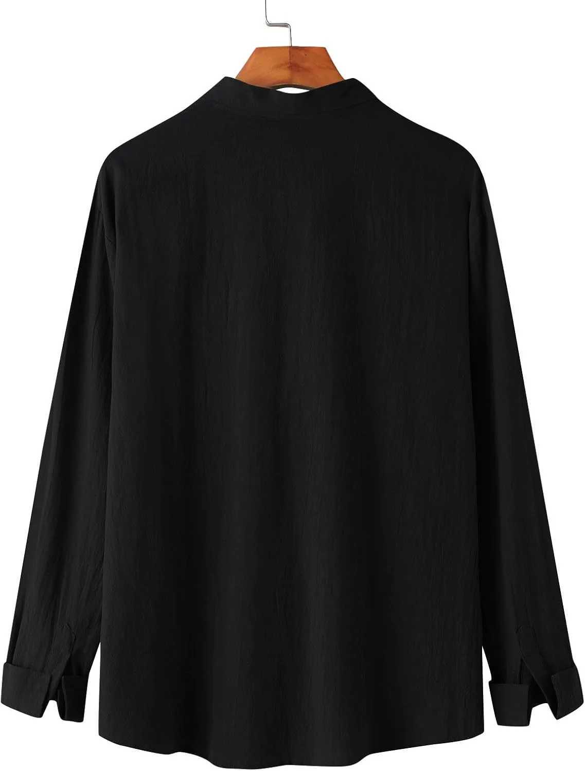 Linen Shirts for Men Long Sleeve Lapel Solid Casual Dress Shirt Cotton Linen Fashion Sports Cardigan with Pockets