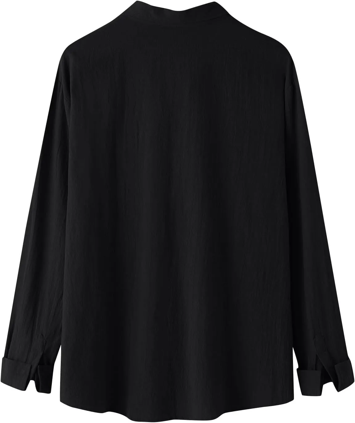 Linen Shirts for Men Long Sleeve Lapel Solid Casual Dress Shirt Cotton Linen Fashion Sports Cardigan with Pockets