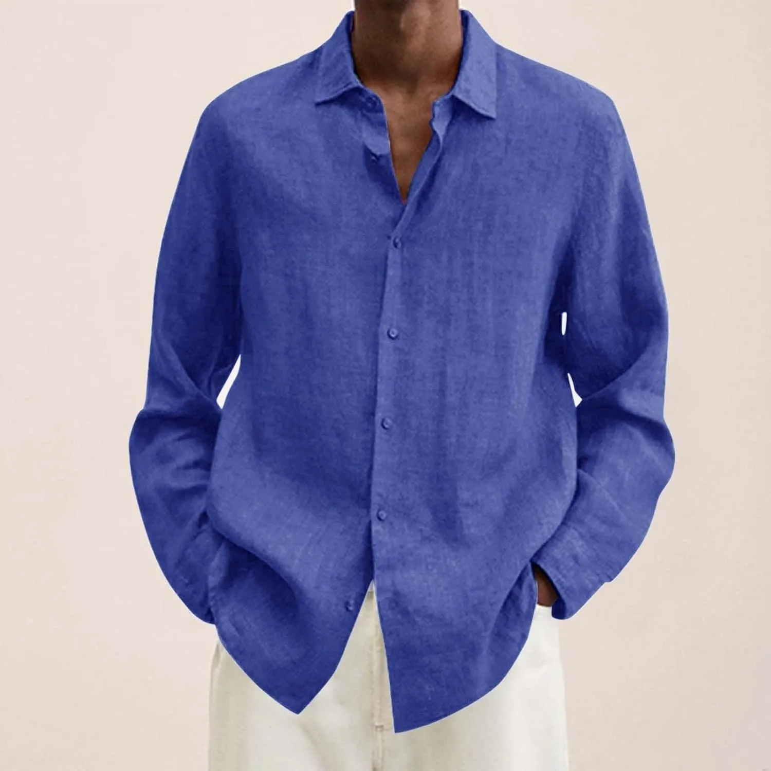 Linen Shirts for Men Long Sleeve Linen Shirt with Hooded Casual Button Down Shirt Summer Beach Hawaiian Shirt for Men