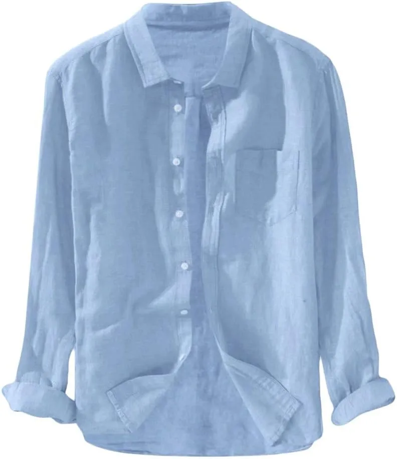 Linen Shirts,Long Sleeve Loose Plus Size Shirt Baggy 2024 Trendy Casual T-Shirt Pocket Blouse Tees Top