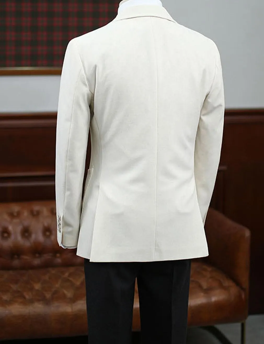 Linen Single Breasted Blazer for Men Slim Fit Notch Lapel Sport Coats Jacket for Business Wedding Prom