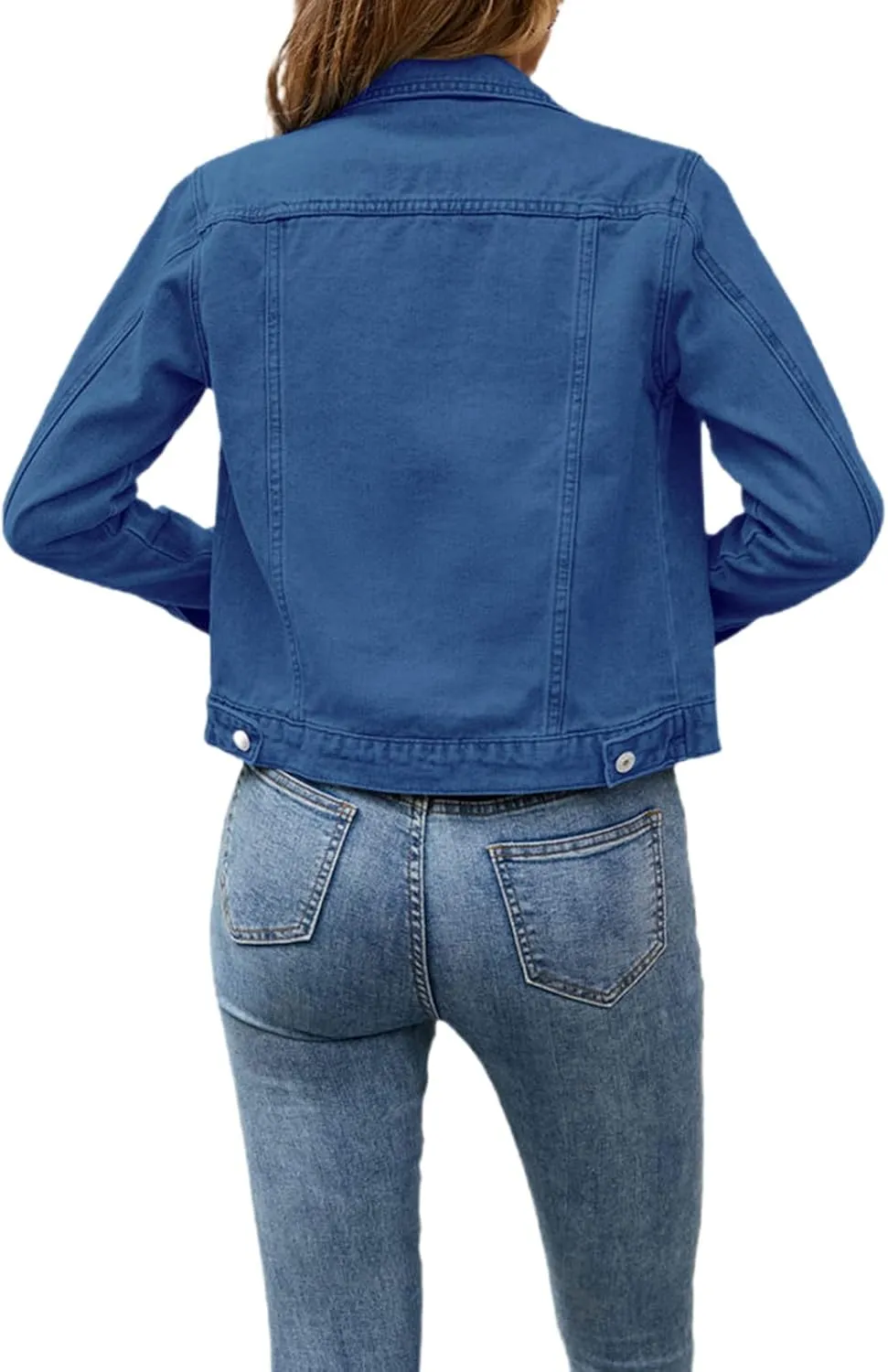 lisenraIn Jean Jackets for Women Fashion Basic Long Sleeve Button Down Denim Jacket Lightweight Cropped Jean Jacket