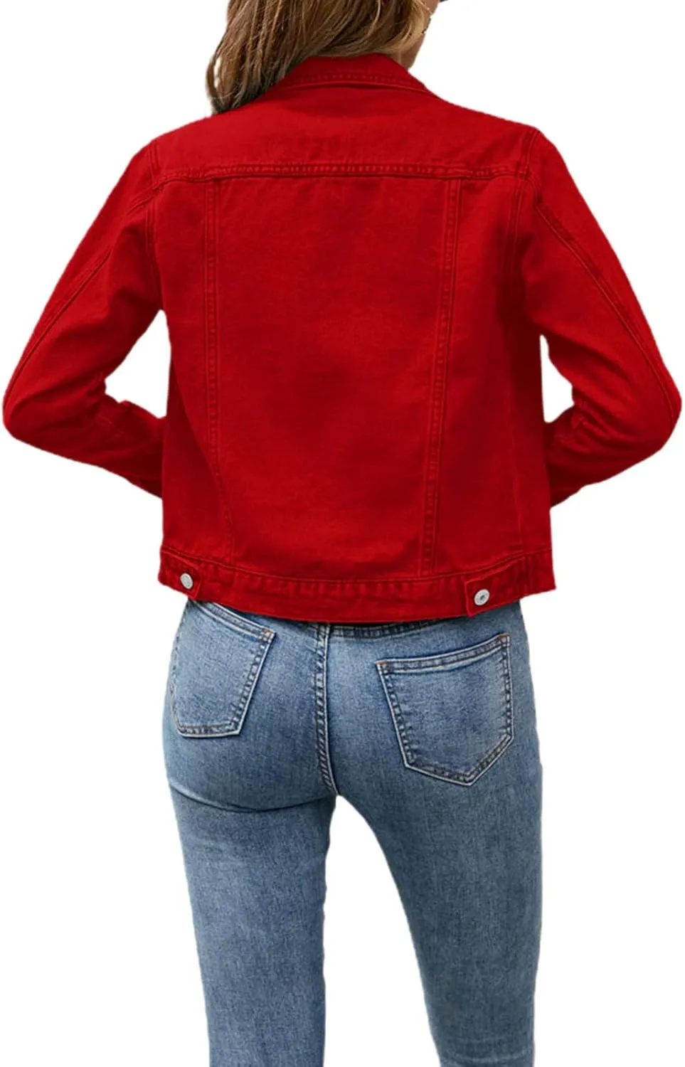 lisenraIn Jean Jackets for Women Fashion Basic Long Sleeve Button Down Denim Jacket Lightweight Cropped Jean Jacket