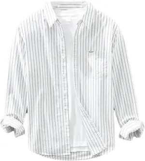Literary Cotton Striped Versatile Casual Long-Sleeved Shirt Men's Thin Loose Shirt Cotton Thin Jacket