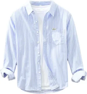 Literary Cotton Striped Versatile Casual Long-Sleeved Shirt Men's Thin Loose Shirt Cotton Thin Jacket