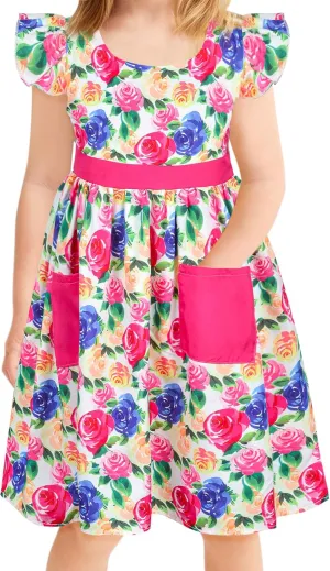 Little Toddler Girls Dress Flutter Sleeve Cute Mermaid Dinosaur Floral Summer Dresses Sundress with Pocket 2-7 Years