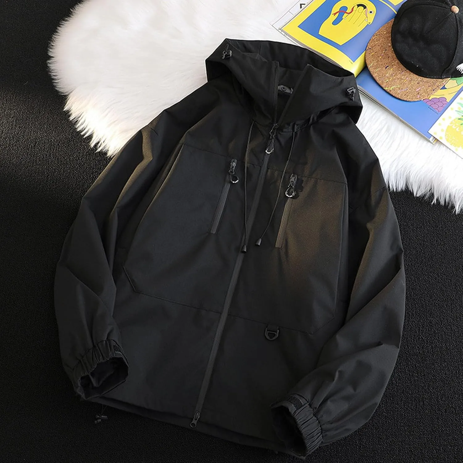 Lmdudan Women Rain Jacket Lightweight Waterproof Coat Hooded Jackets Lightweight Windbreaker Raincoat Outwear with Pockets