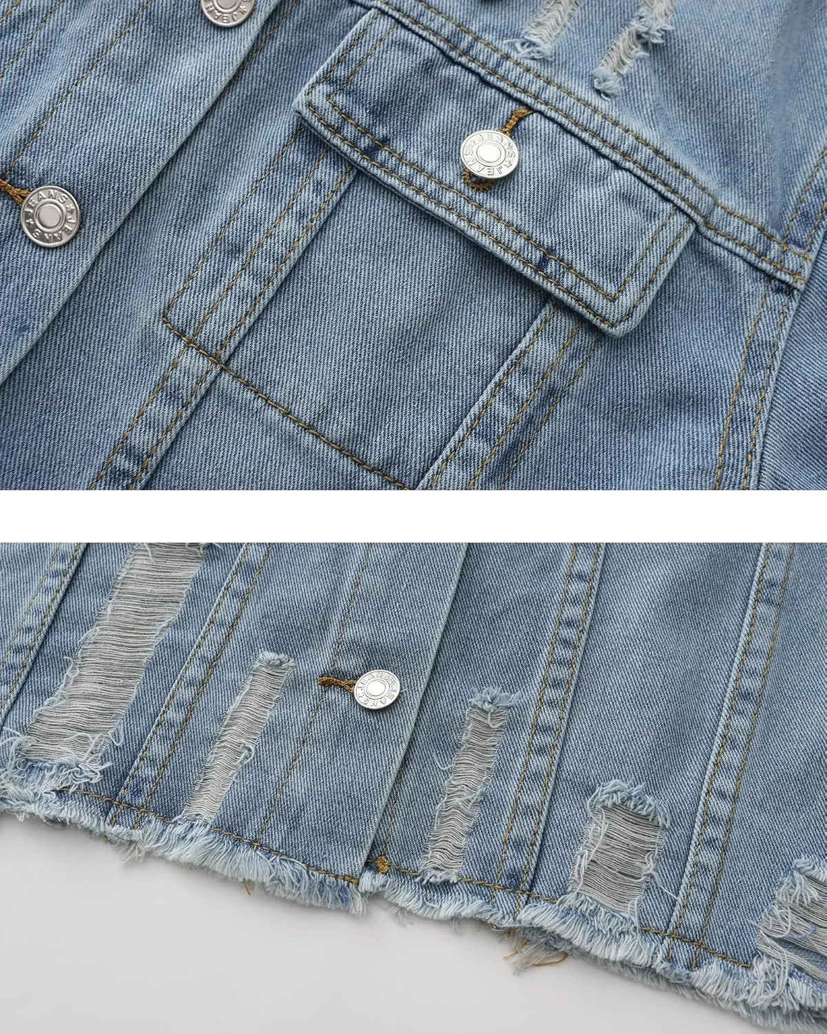 Locachy Women's Summer Short Sleeve Denim Jacket Casual Lapel Button Down Cropped Trucker Jean Jackets Coats