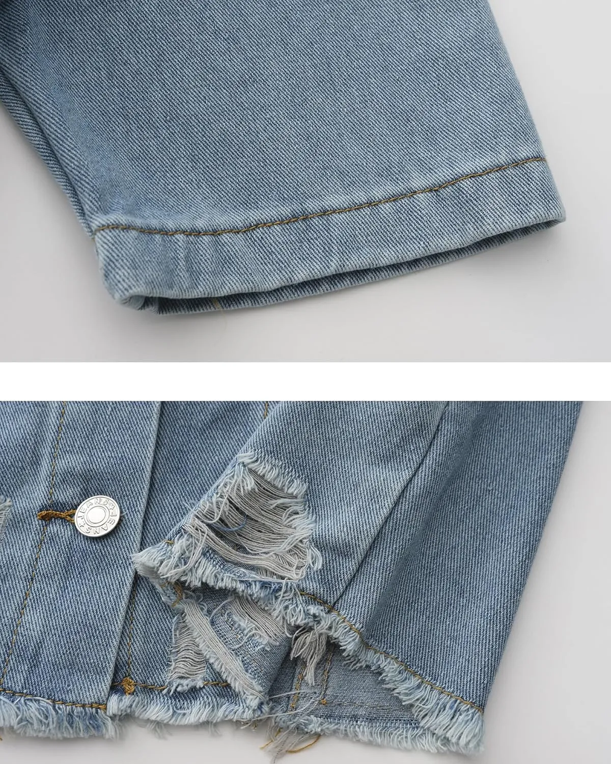 Locachy Women's Summer Short Sleeve Denim Jacket Casual Lapel Button Down Cropped Trucker Jean Jackets Coats