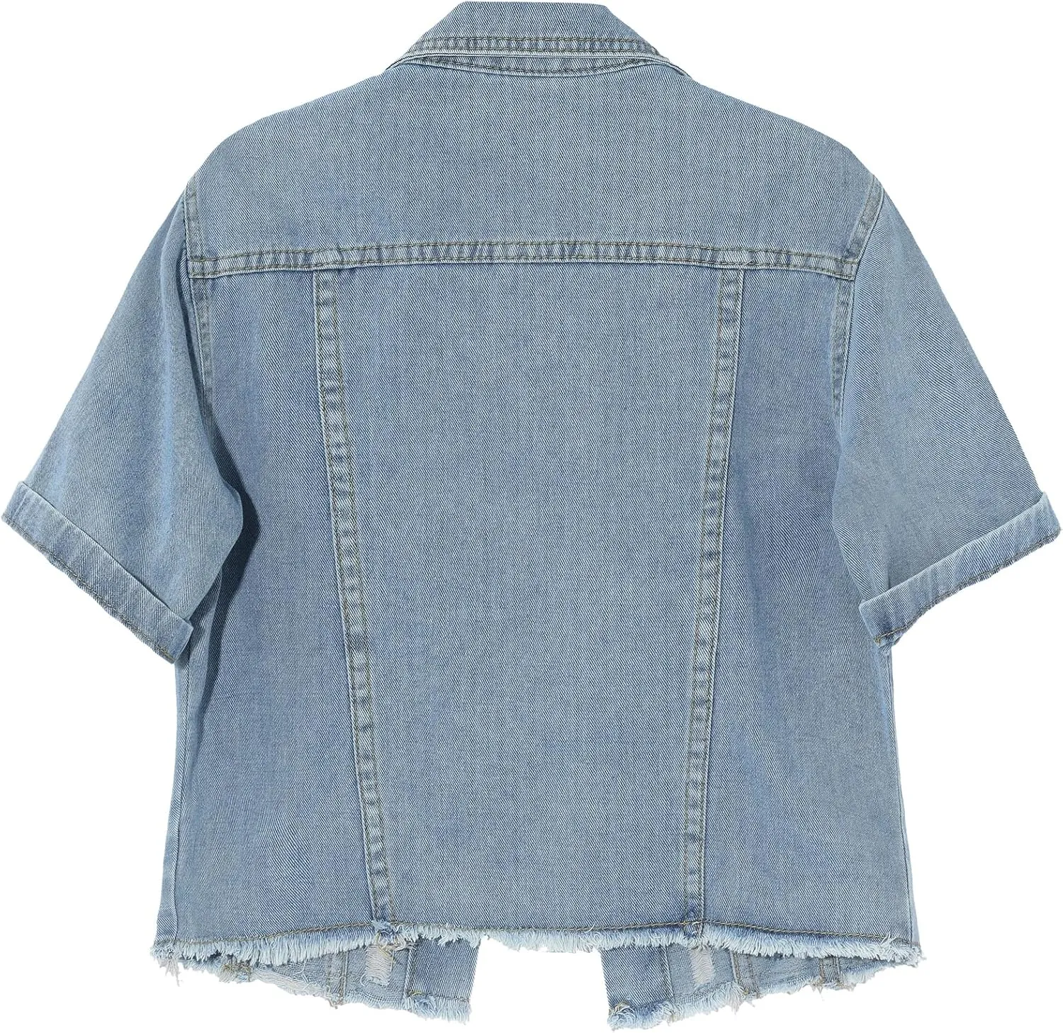 Locachy Women's Summer Short Sleeve Denim Jacket Casual Lapel Button Down Cropped Trucker Jean Jackets Coats