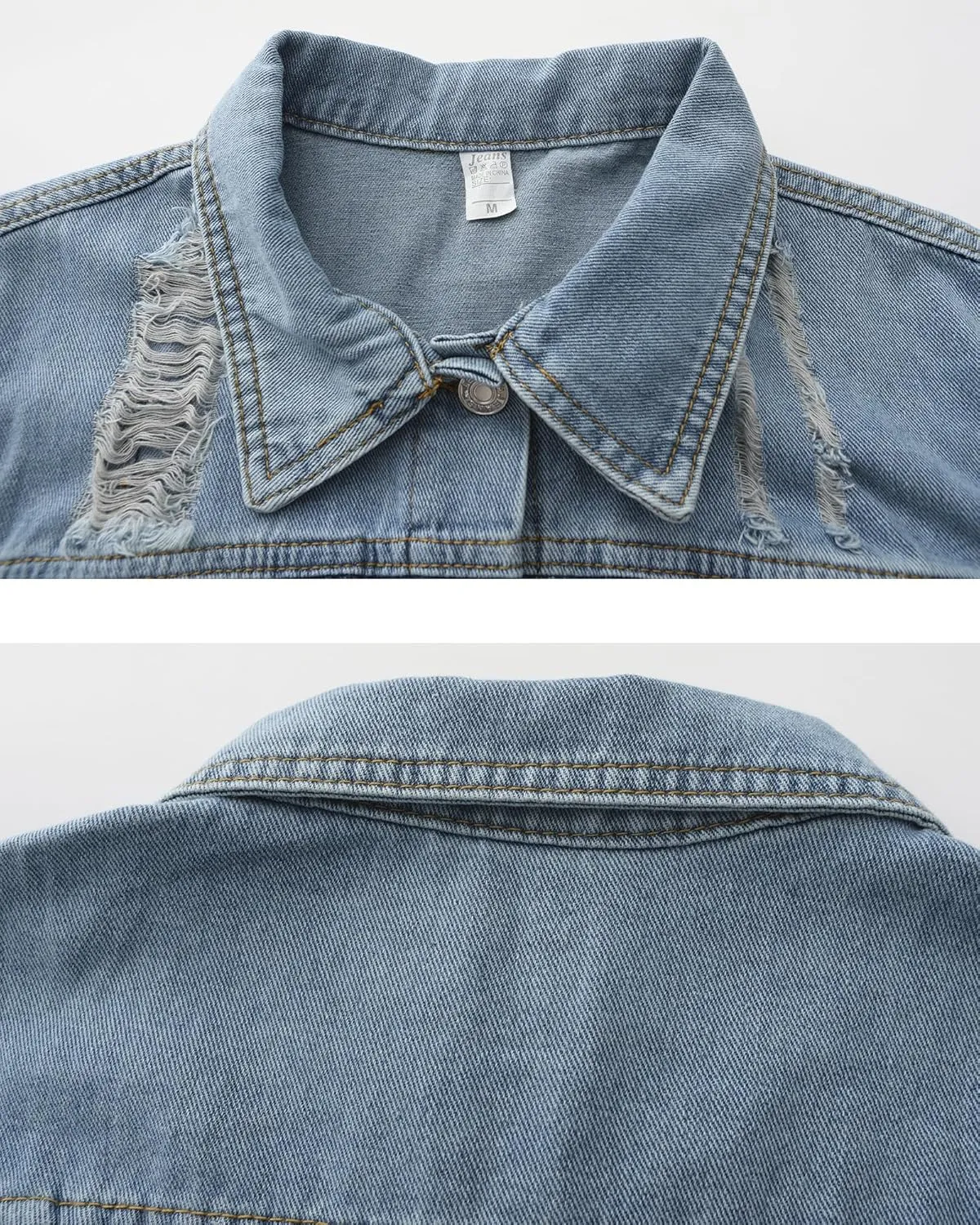 Locachy Women's Summer Short Sleeve Denim Jacket Casual Lapel Button Down Cropped Trucker Jean Jackets Coats