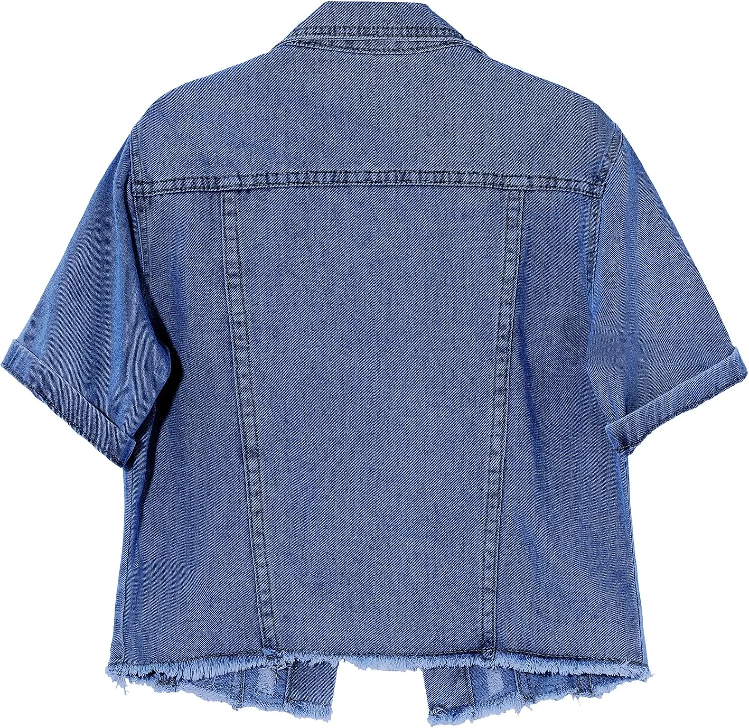 Locachy Women's Summer Short Sleeve Denim Jacket Casual Lapel Button Down Cropped Trucker Jean Jackets Coats