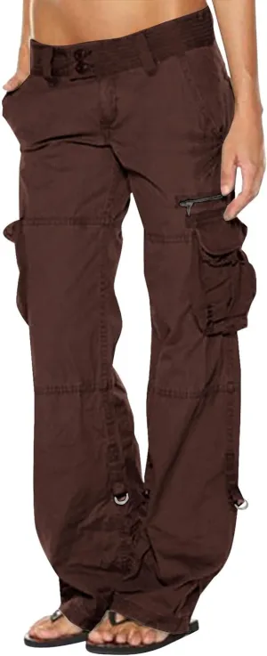 Low Rise Cargo Pants for Women Straight Wide Leg Combat Military Trousers Casual Comfy Workout Pants with Pockets