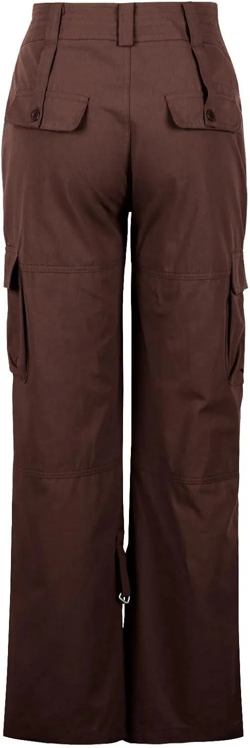 Low Rise Cargo Pants for Women Straight Wide Leg Combat Military Trousers Casual Comfy Workout Pants with Pockets