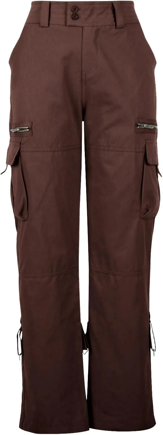 Low Rise Cargo Pants for Women Straight Wide Leg Combat Military Trousers Casual Comfy Workout Pants with Pockets