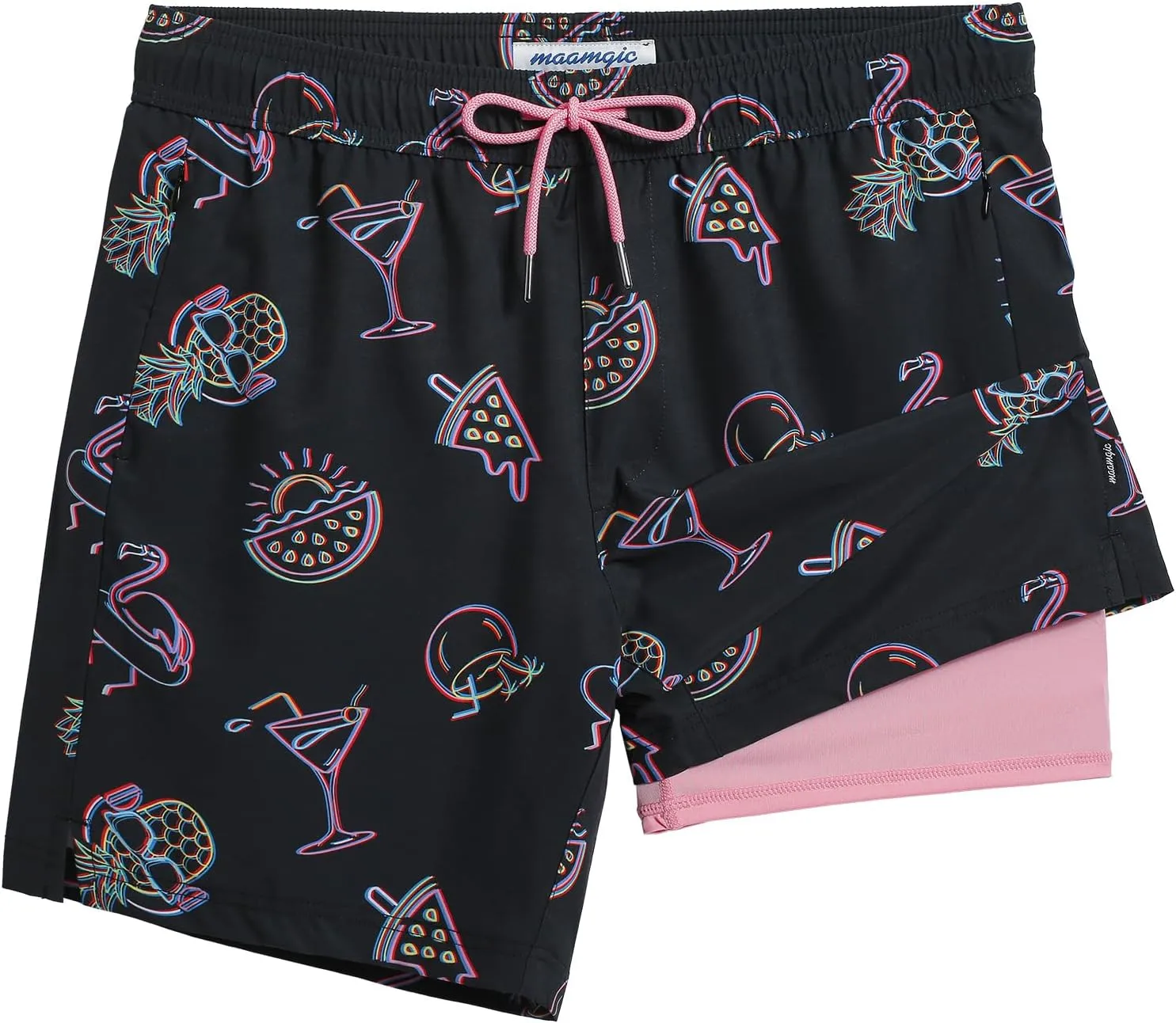 maamgic 2 in 1 Mens Swim Trunks 7 Inch Swim Shorts Swim Suits Board Shorts