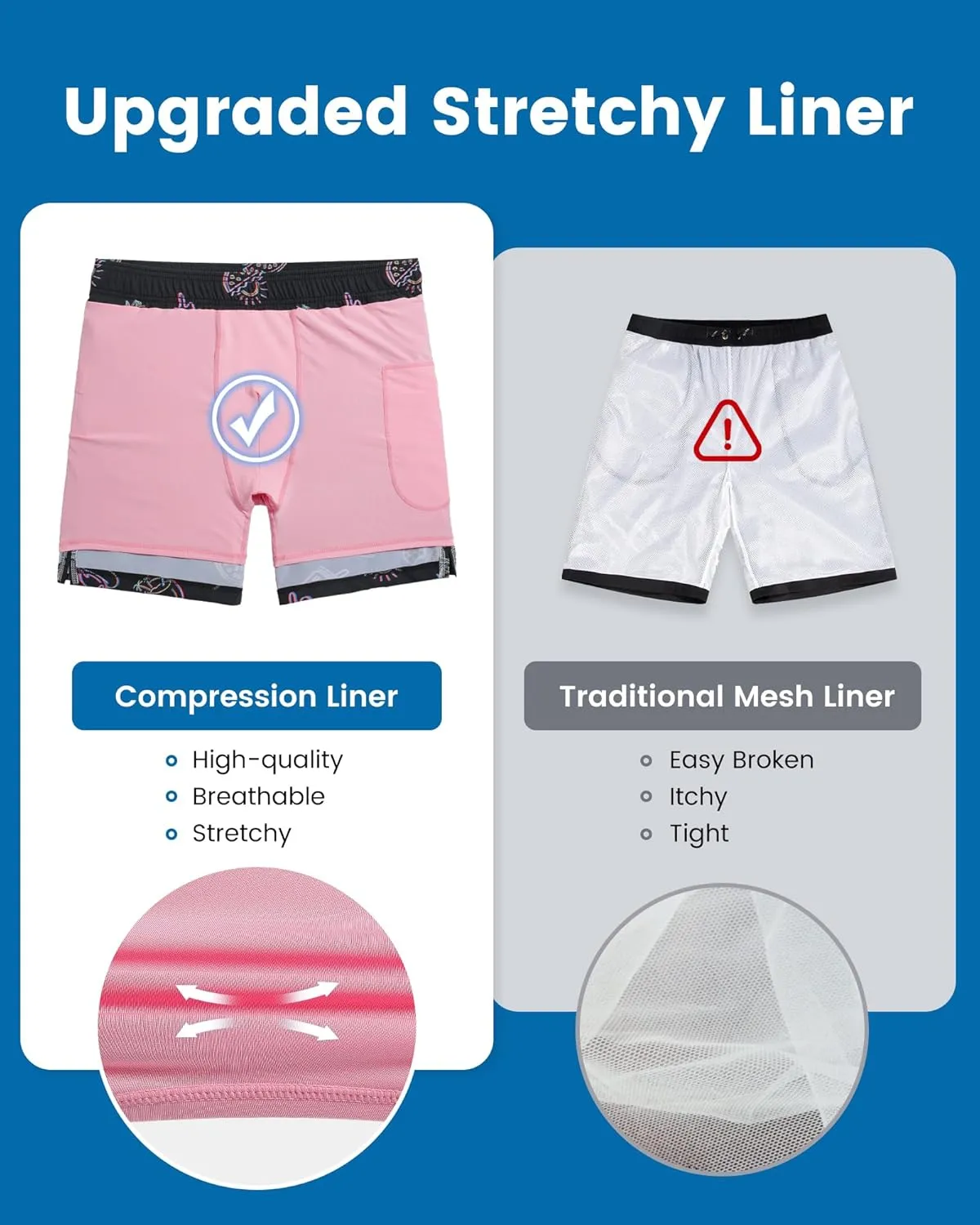 maamgic 2 in 1 Mens Swim Trunks 7 Inch Swim Shorts Swim Suits Board Shorts