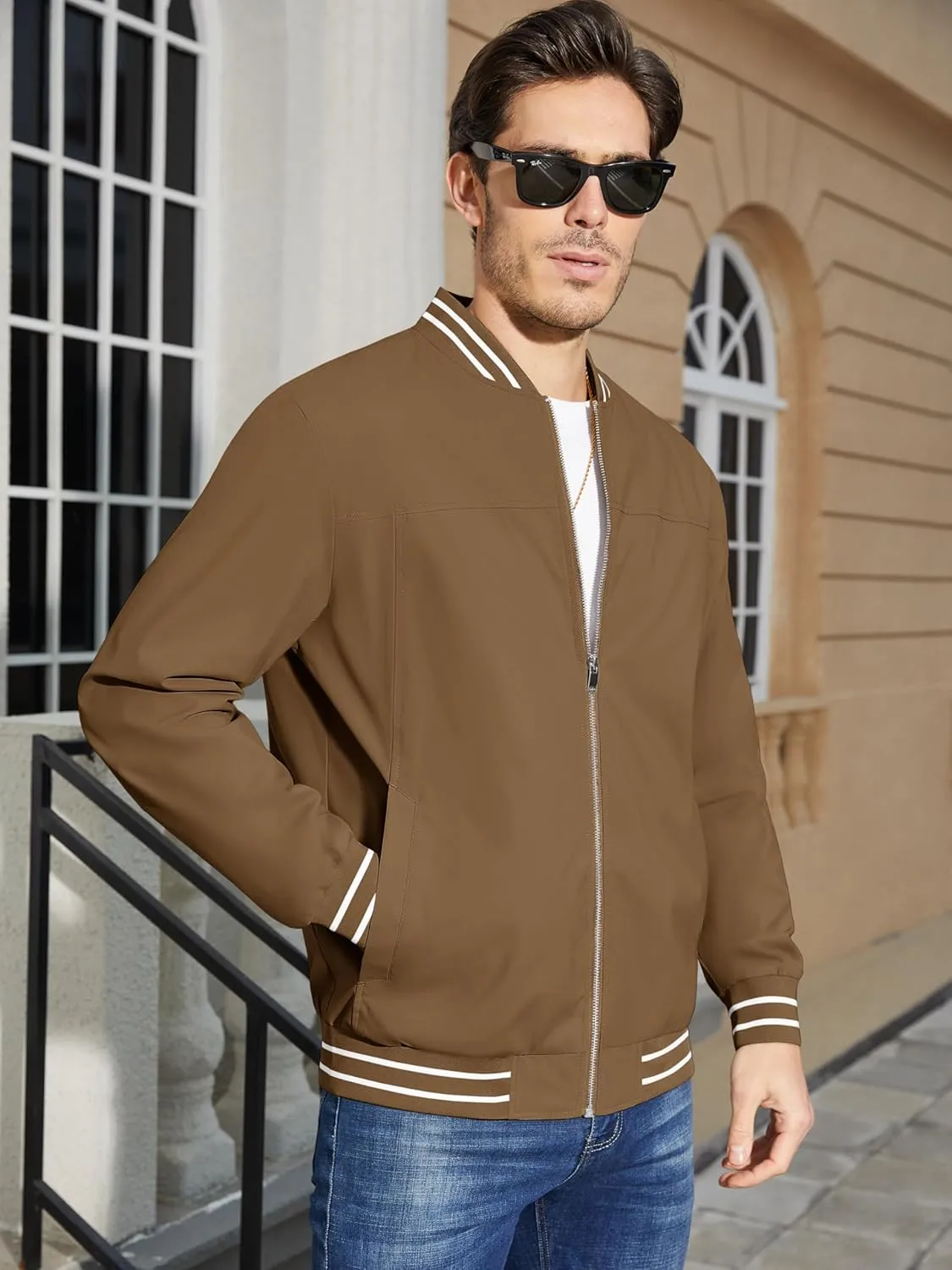MAGCOMSEN Men's Jacket Lightweight Bomber Jacket Zip Up Windbreaker Casual Spring Fall Jackets with Pockets
