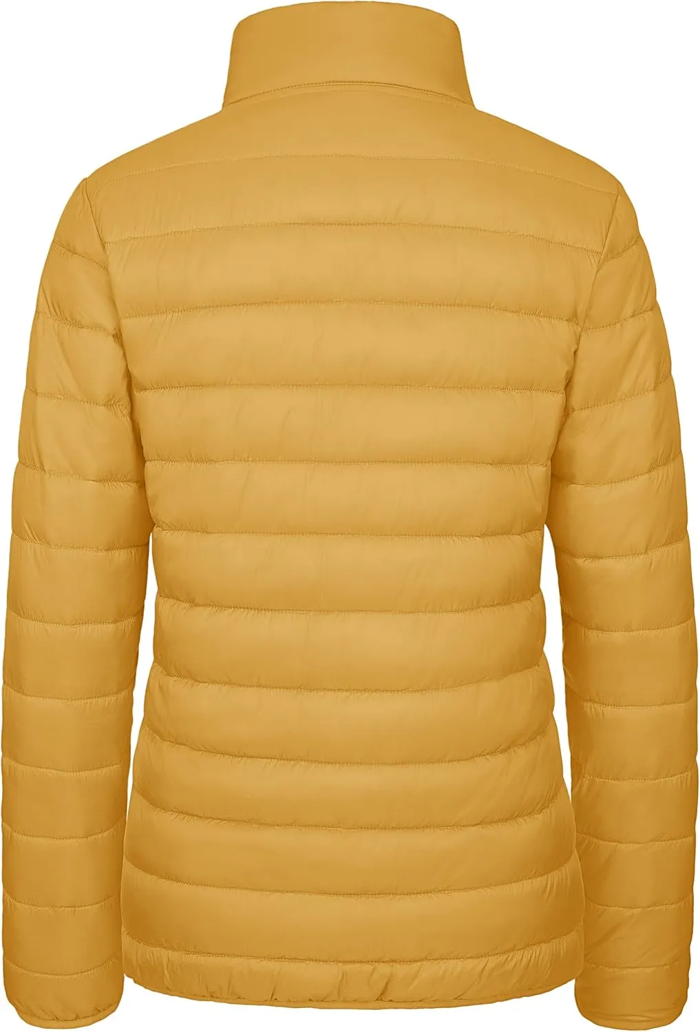 MAGCOMSEN Women's Puffer Jacket Lightweight Quilted Padded 4 Pockets Zip-up Stand-collar Winter Fleece Coat