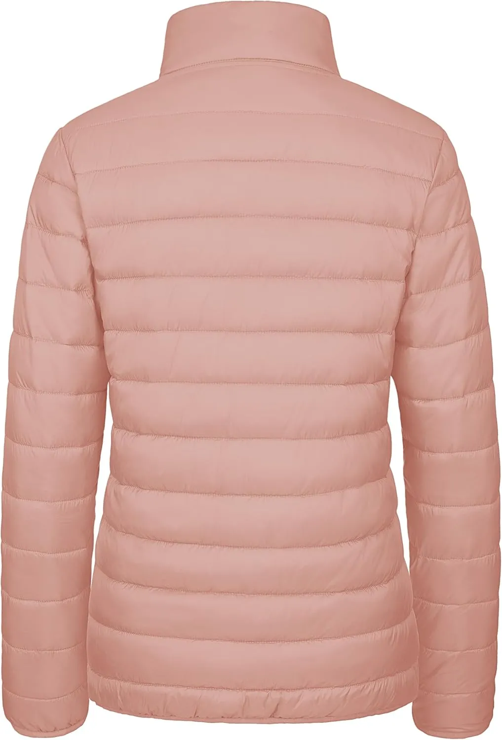MAGCOMSEN Women's Puffer Jacket Lightweight Quilted Padded 4 Pockets Zip-up Stand-collar Winter Fleece Coat