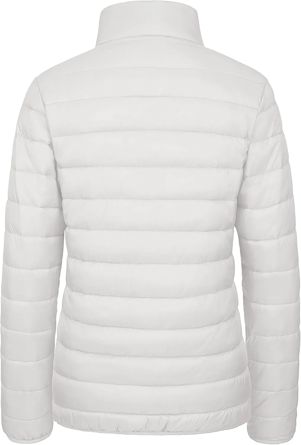 MAGCOMSEN Women's Puffer Jacket Lightweight Quilted Padded 4 Pockets Zip-up Stand-collar Winter Fleece Coat