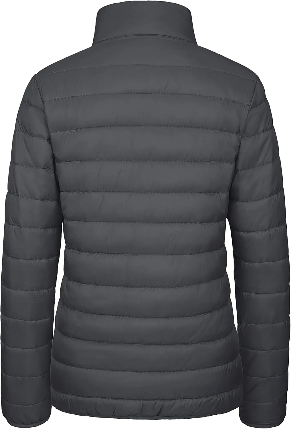MAGCOMSEN Women's Puffer Jacket Lightweight Quilted Padded 4 Pockets Zip-up Stand-collar Winter Fleece Coat