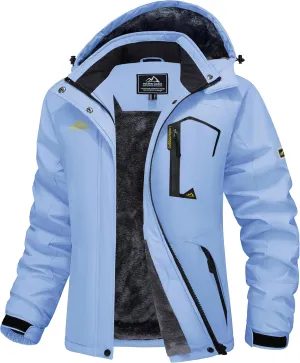 MAGCOMSEN Women's Ski Jacket Waterproof Insulated Snow Jacket Warm Windproof Winter Coats with Hood Fleece Lined Jacket