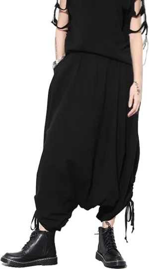 MEINVQIAOTI Strapped Baggy Womens Black Cargo Pants High Waist Casual Goth Leggings Womens Harem Pants