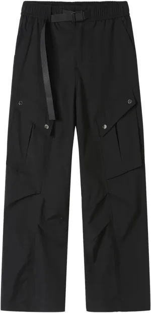Men Cargo Pants Multi Pocket Elastic Waist Drawstring Wide Leg Trousers Thin Windproof Waterproof Sport Mountain Pant