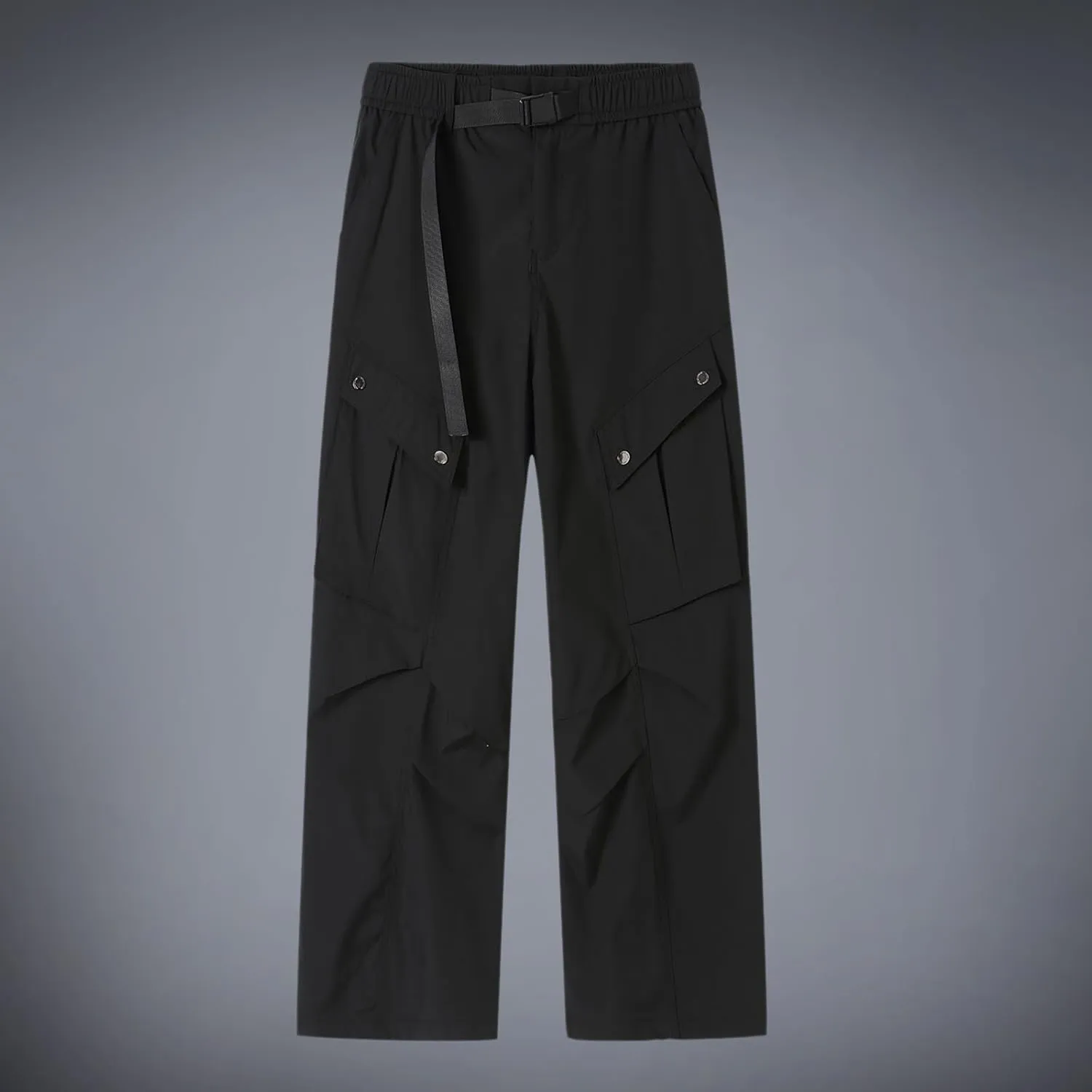 Men Cargo Pants Multi Pocket Elastic Waist Drawstring Wide Leg Trousers Thin Windproof Waterproof Sport Mountain Pant